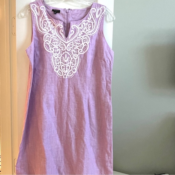 Talbots Embroidered Linen/Cotton Shift Dress - Size 8 - Picture 9 of 9